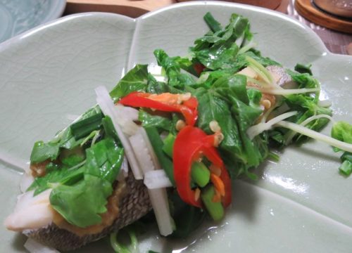 白身魚のおから味噌蒸し